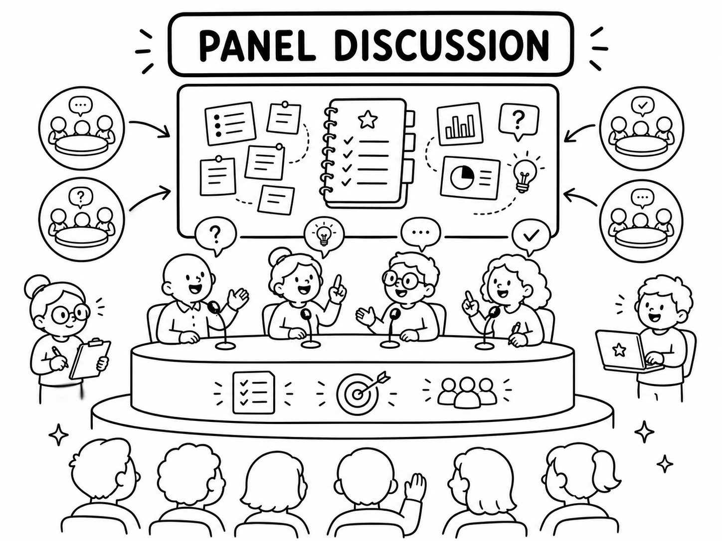 Comic illustration for panel discussion